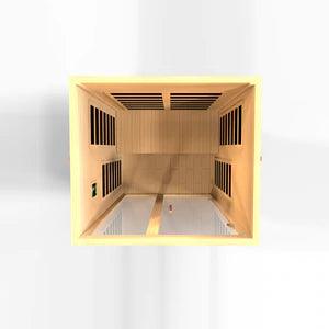 Golden Designs Sauna: Santiago 2 Person Ultra Low EMF FAR Infrared Sauna - Fire Pit Stock