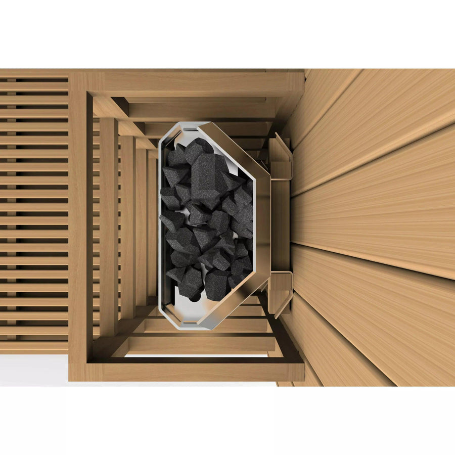 Golden Designs Sauna: "Sundsvall Edition" 2 Person Traditional Steam Sauna - Canadian Red Cedar - Fire Pit Stock