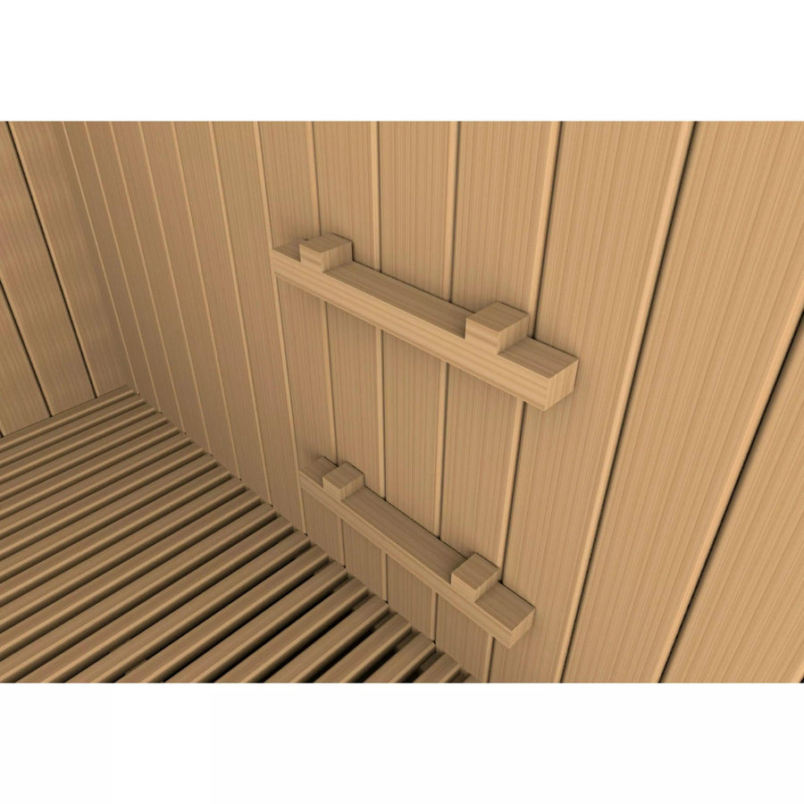 Golden Designs Sauna: "Sundsvall Edition" 2 Person Traditional Steam Sauna - Canadian Red Cedar - Fire Pit Stock