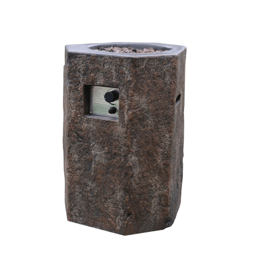 Modeno - Basalt Hexagon Concrete Fire Pit Column, Hidden Propane Storage - OFG601-LP - Fire Pit Stock