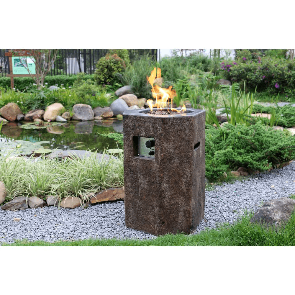 Modeno - Basalt Hexagon Concrete Fire Pit Column, Hidden Propane Storage - OFG601-LP - Fire Pit Stock