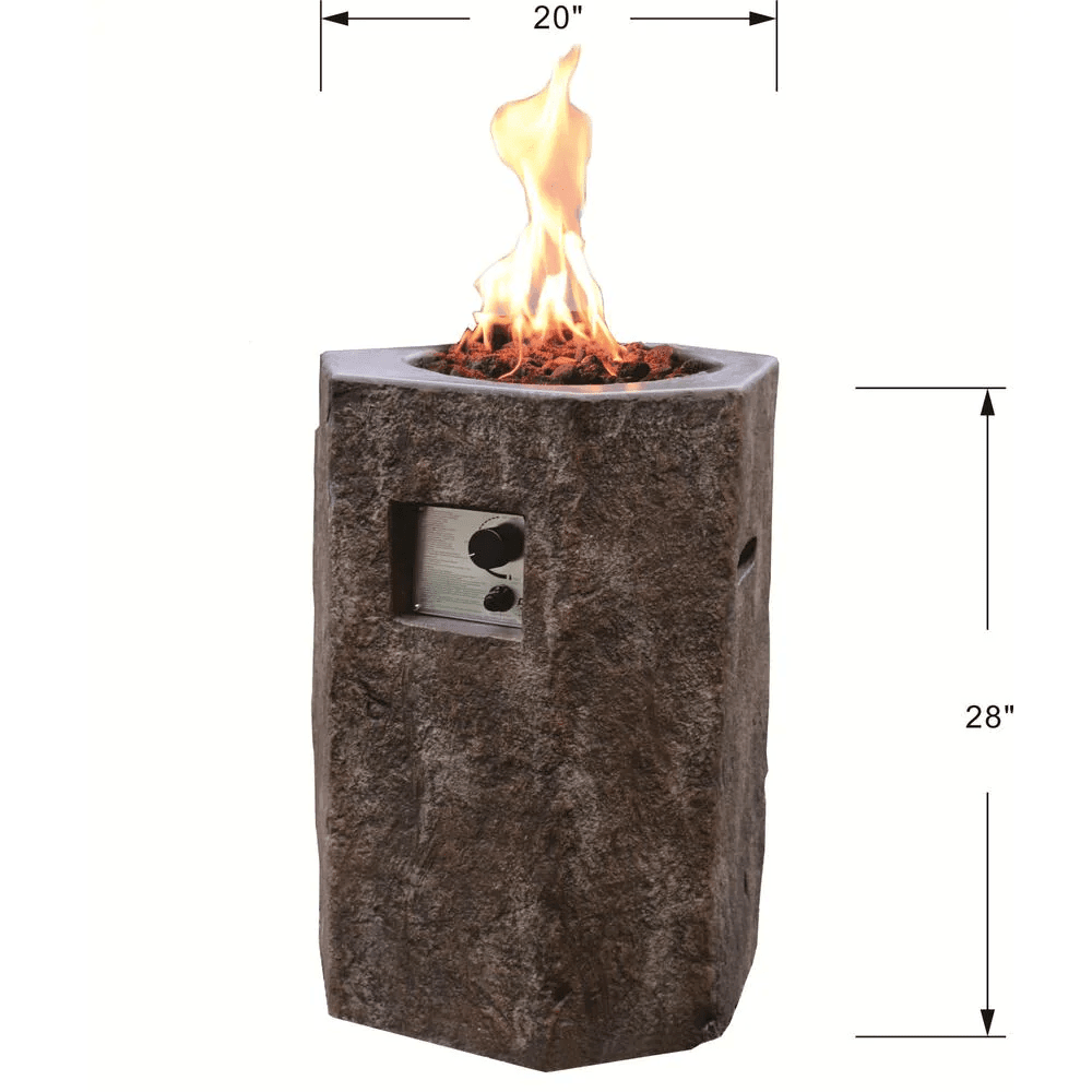 Modeno - Basalt Hexagon Concrete Fire Pit Column, Hidden Propane Storage - OFG601-LP - Fire Pit Stock