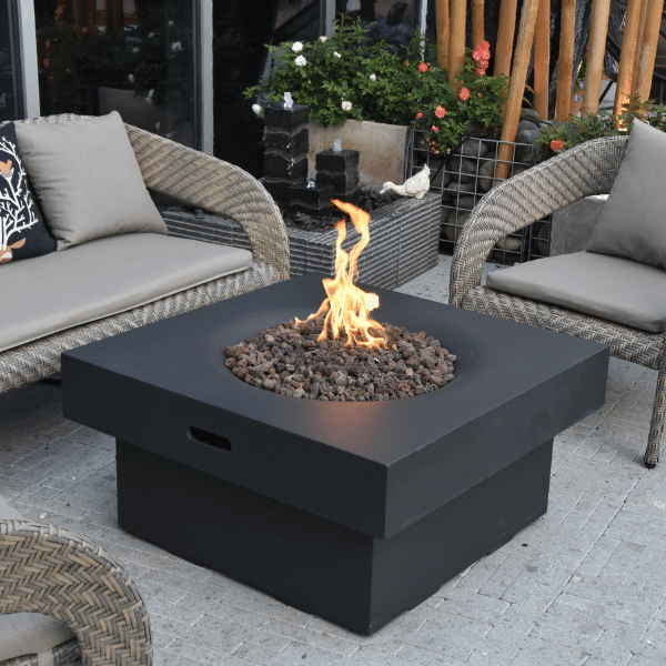 Modeno - Branford Square Concrete Fire Pit Table OFG141 - Fire Pit Stock