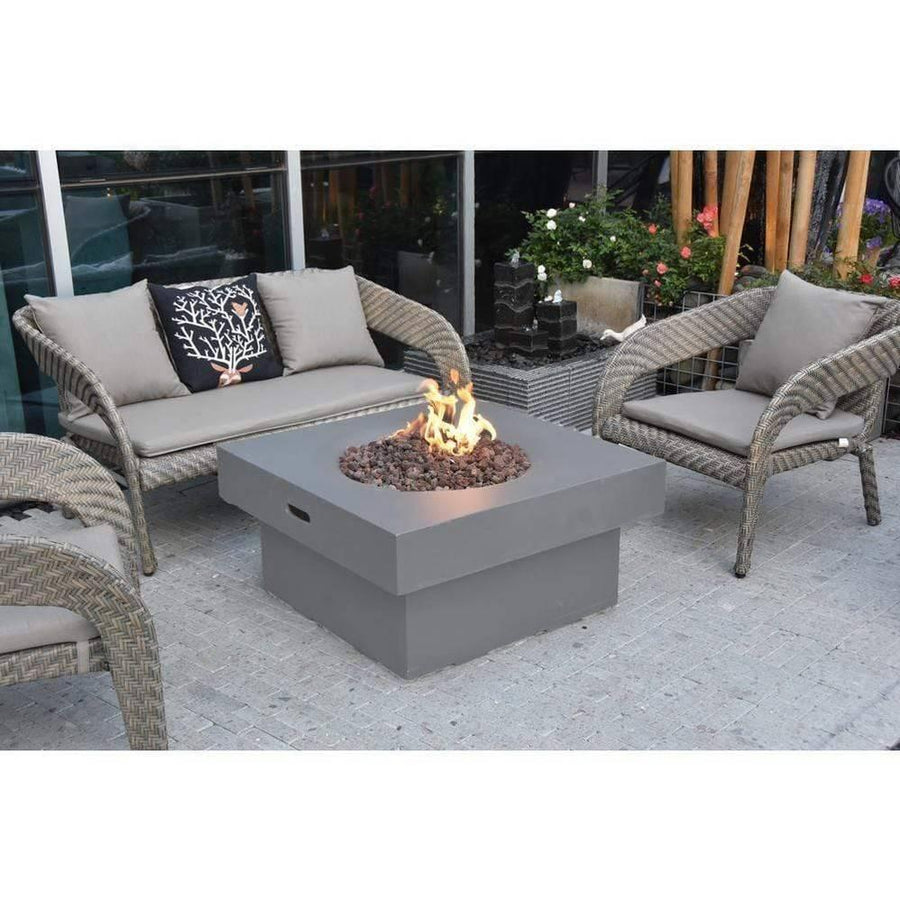 Modeno - Branford Square Concrete Fire Pit Table OFG141 - Fire Pit Stock