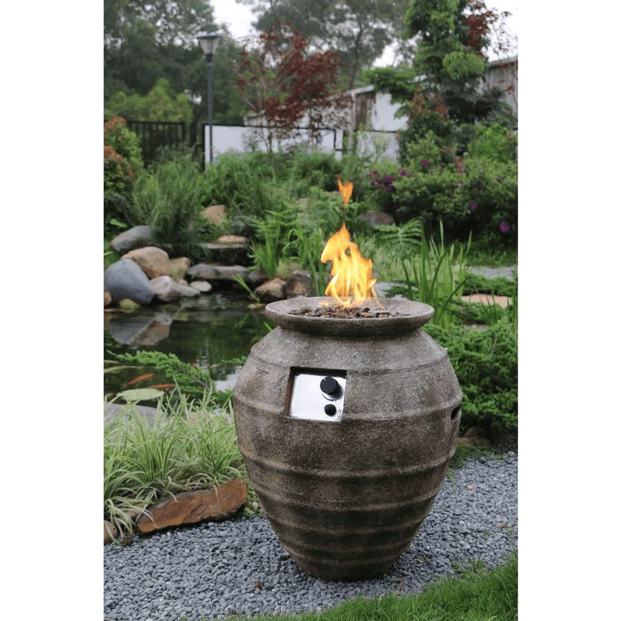 Modeno - Pompeii Oval Concrete Fire Pit Column, Hidden Propane Storage - OFG609-LP - Fire Pit Stock