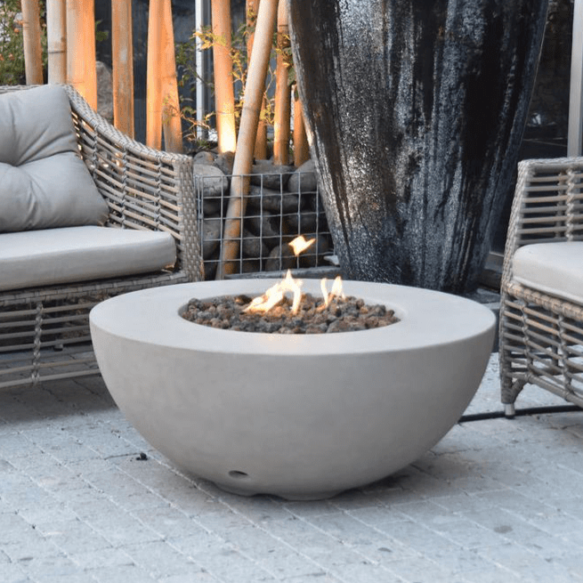 Round concrete online fire pit table