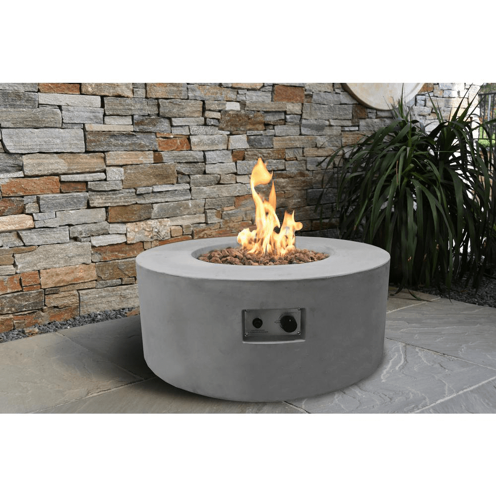 Gray concrete propane fire pit deals