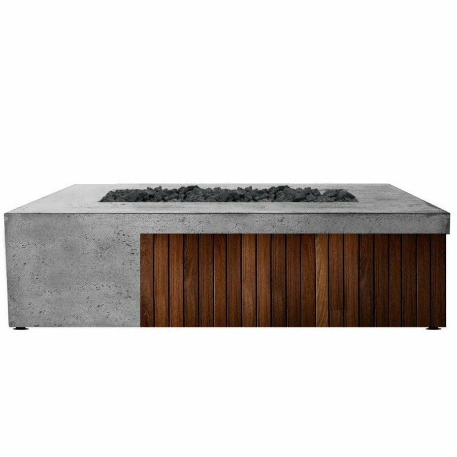 Prism Hardscapes - Fairmont Rectangular Concrete & Hardwood Fire Pit Table - Fire Pit Stock