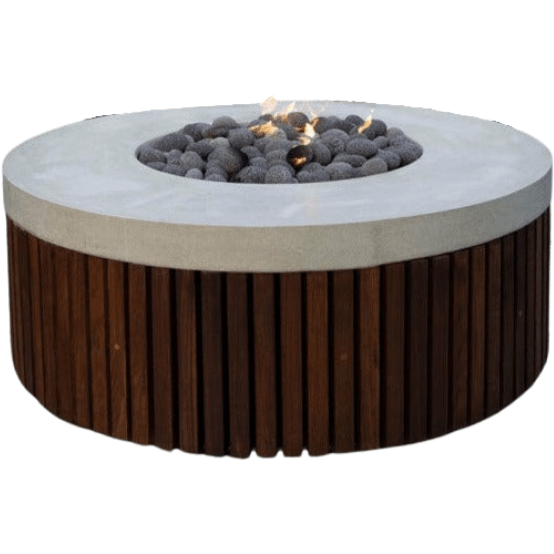 Prism Hardscapes - Hampton Round Concrete & Hardwood Fire Pit Bowl - Fire Pit Stock