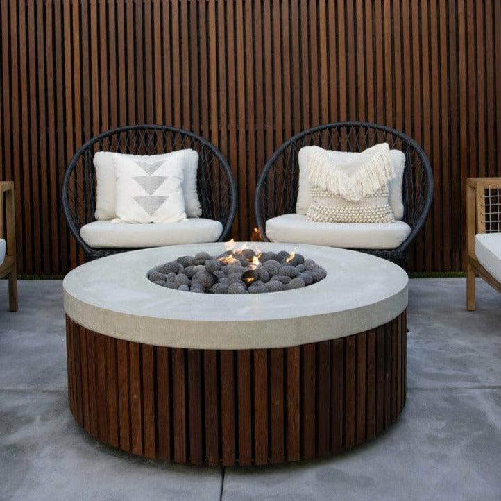 Prism Hardscapes - Hampton Round Concrete & Hardwood Fire Pit Bowl - Fire Pit Stock