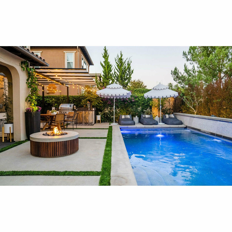 Prism Hardscapes - Hampton Round Concrete & Hardwood Fire Pit Bowl - Fire Pit Stock