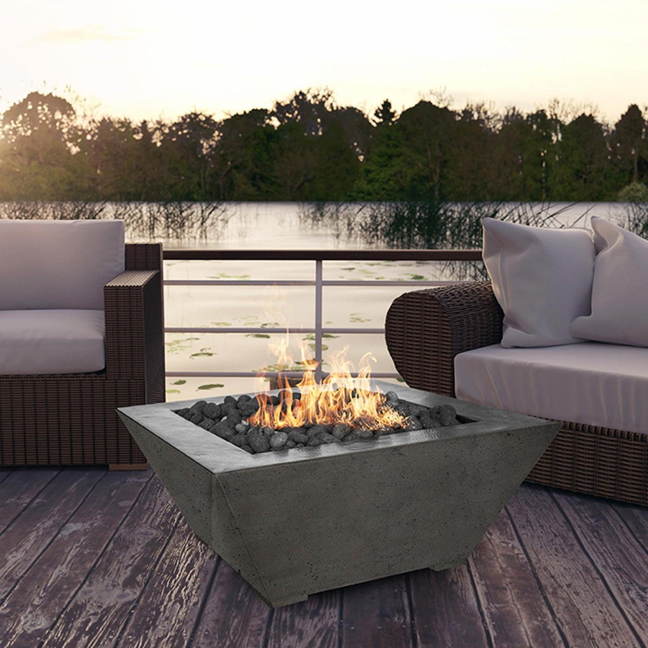 Prism Hardscapes - Lombard Series Square Concrete Fire Table - Fire Pit Stock