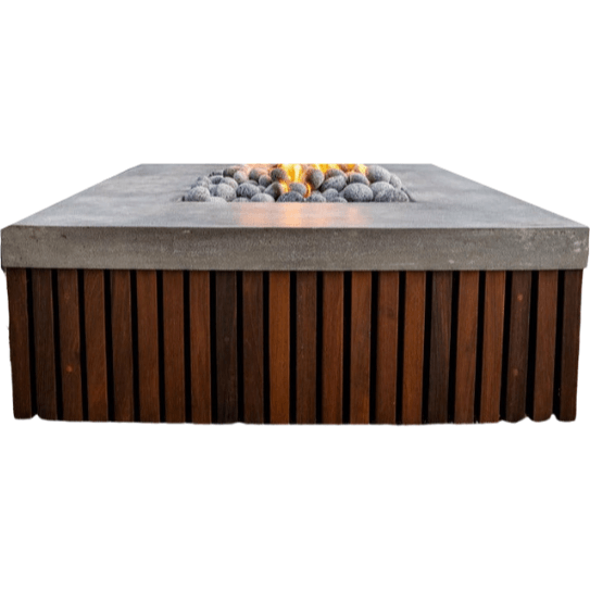 Prism Hardscapes - Manchester Square Concrete & Hardwood Fire Pit Table - Fire Pit Stock