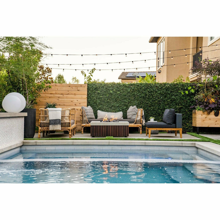 Prism Hardscapes - Manchester Square Concrete & Hardwood Fire Pit Table - Fire Pit Stock