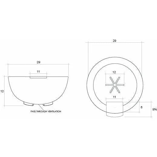 Prism Hardscapes - Moderno 2 Round Concrete Fire and Water Bowl w/ Match-Lit Ignition - Fire Pit Stock
