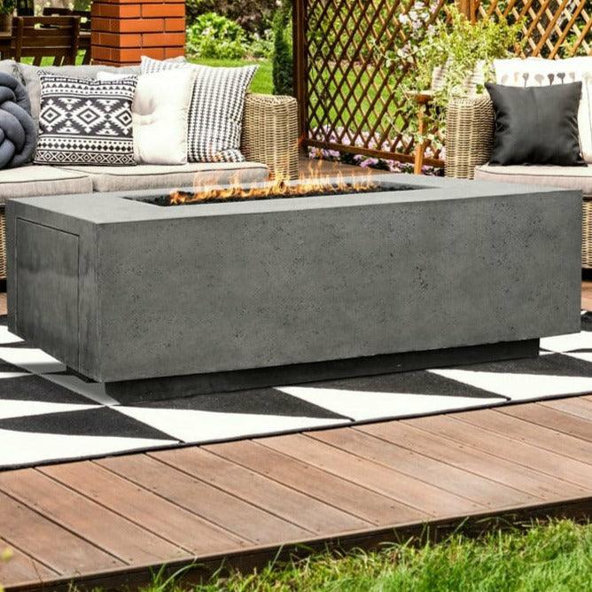 Prism Hardscapes - Porto Series 68 Rectangular Concrete Fire Table w/ Hidden Propane Storage - Fire Pit Stock