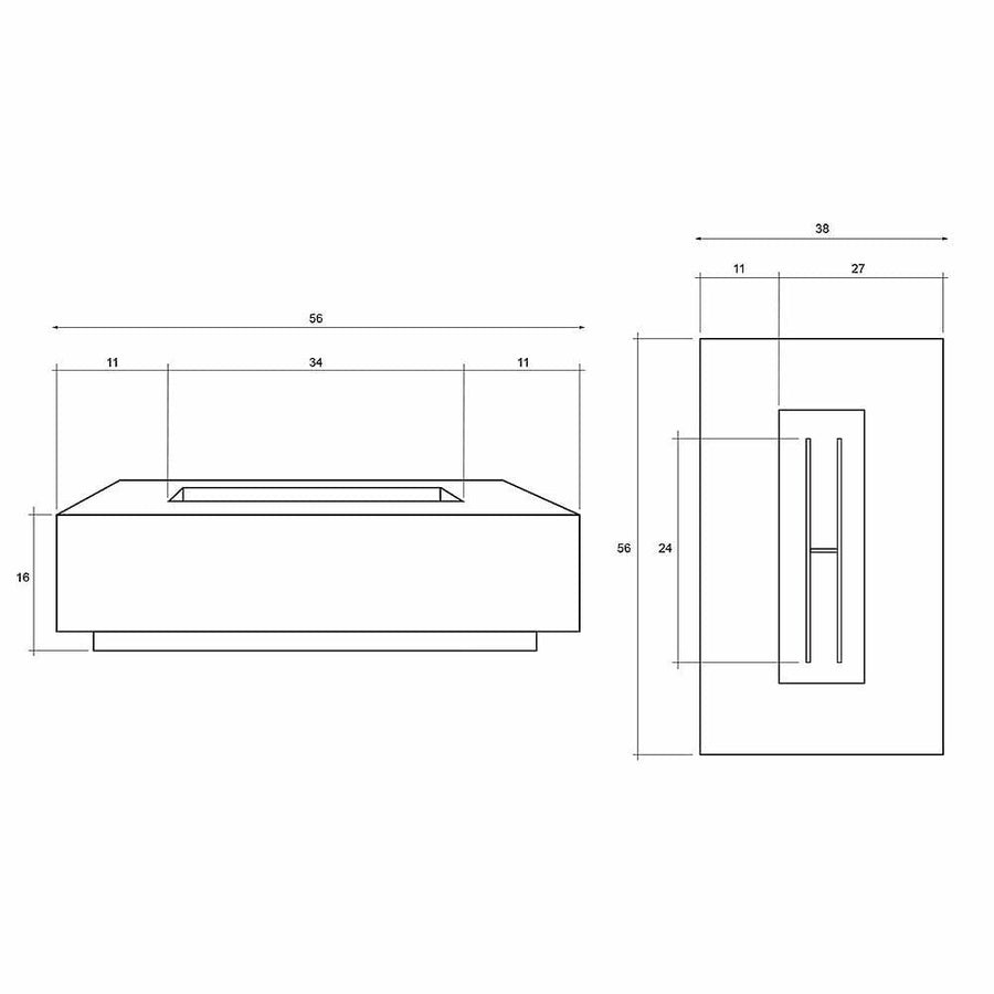 Prism Hardscapes - Tavola Series 1 Rectangular Concrete Fire Pit Table - Fire Pit Stock