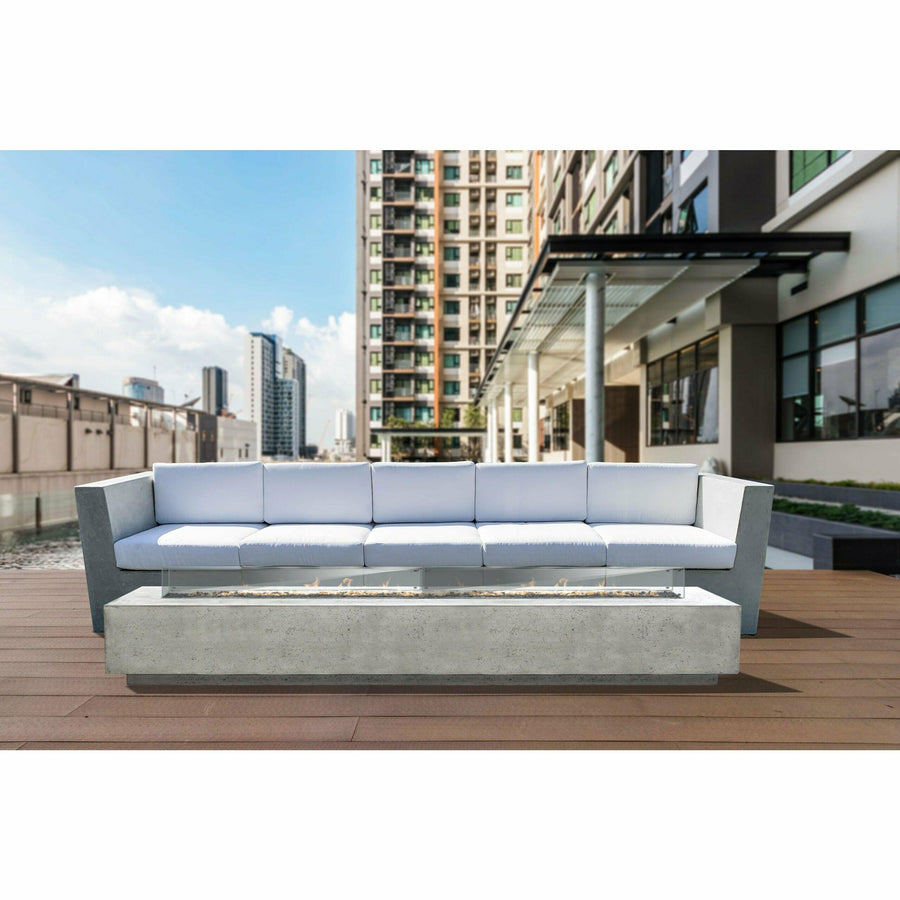 Prism Hardscapes - Tavola Series 110 Rectangular Concrete Fire Pit Table w/ Wind Guard - Fire Pit Stock