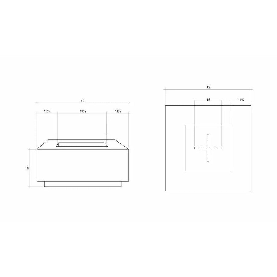 Prism Hardscapes - Tavola Series 42 Square Concrete Fire Pit Table - Fire Pit Stock