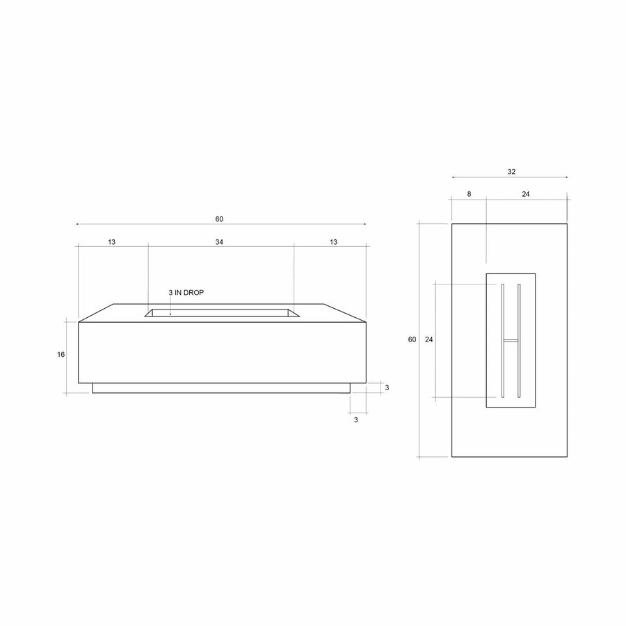 Prism Hardscapes - Tavola Series 8 Rectangular Concrete Fire Pit Table - Fire Pit Stock