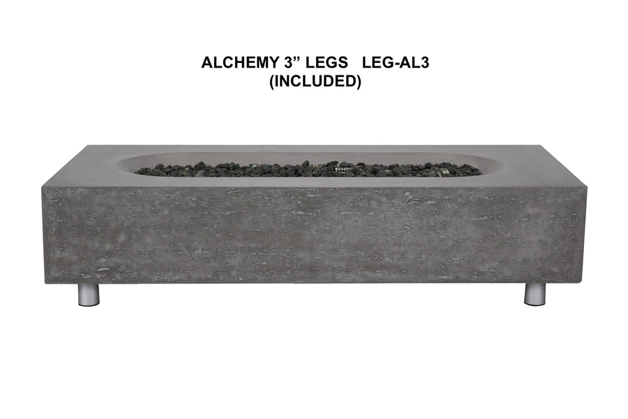 PyroMania Fire - Alchemy Rectangle Concrete Fire Pit Table - Fire Pit Stock