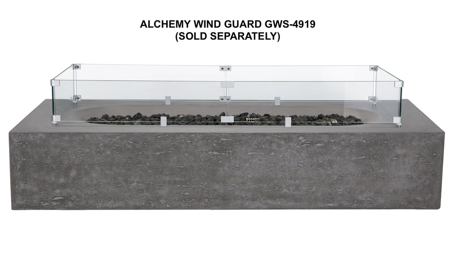 PyroMania Fire - Alchemy Rectangle Concrete Fire Pit Table - Fire Pit Stock