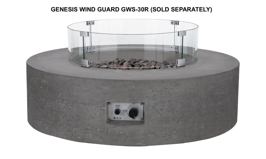 PyroMania Fire - Genesis Round Concrete Fire Pit Table - Fire Pit Stock