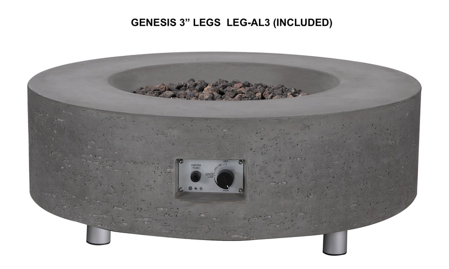 PyroMania Fire - Genesis Round Concrete Fire Pit Table - Fire Pit Stock