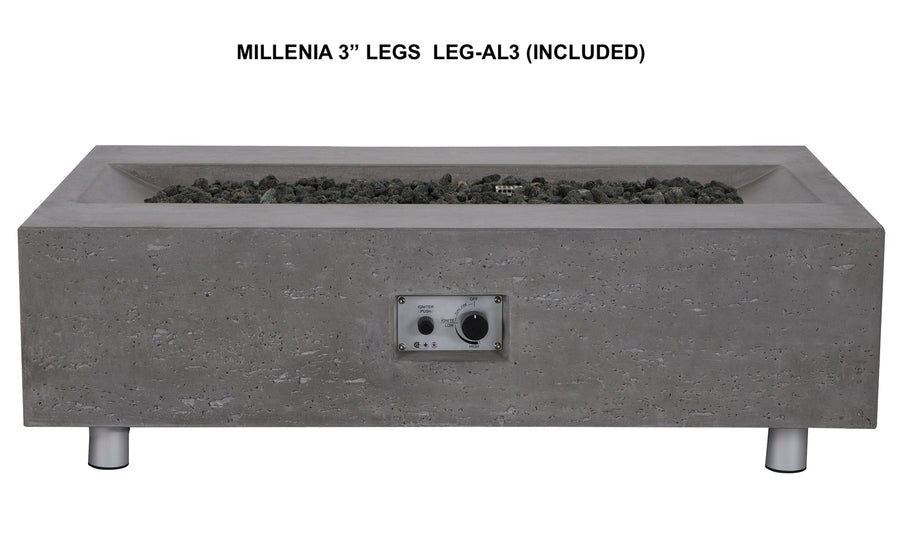PyroMania Fire - Millenia Rectangle Concrete Fire Pit Table - Fire Pit Stock