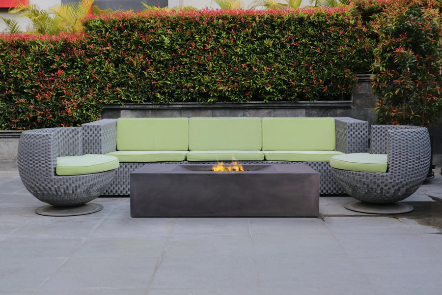 PyroMania Fire - Moderne Rectangle Concrete Fire Pit Table - Fire Pit Stock