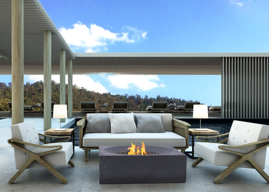 PyroMania Fire - Paloma Square Concrete Fire Pit Table - Fire Pit Stock