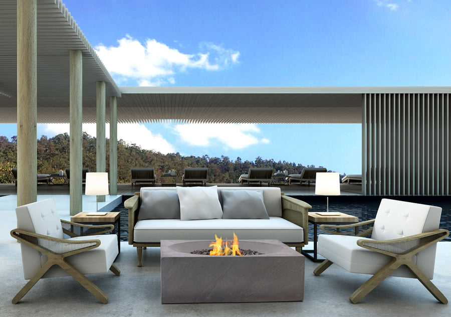 PyroMania Fire - Paloma Square Concrete Fire Pit Table - Fire Pit Stock
