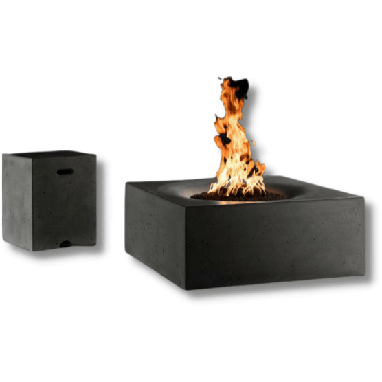Slick Rock Concrete - Square Horizon Concrete Fire Pit Table - Fire Pit Stock