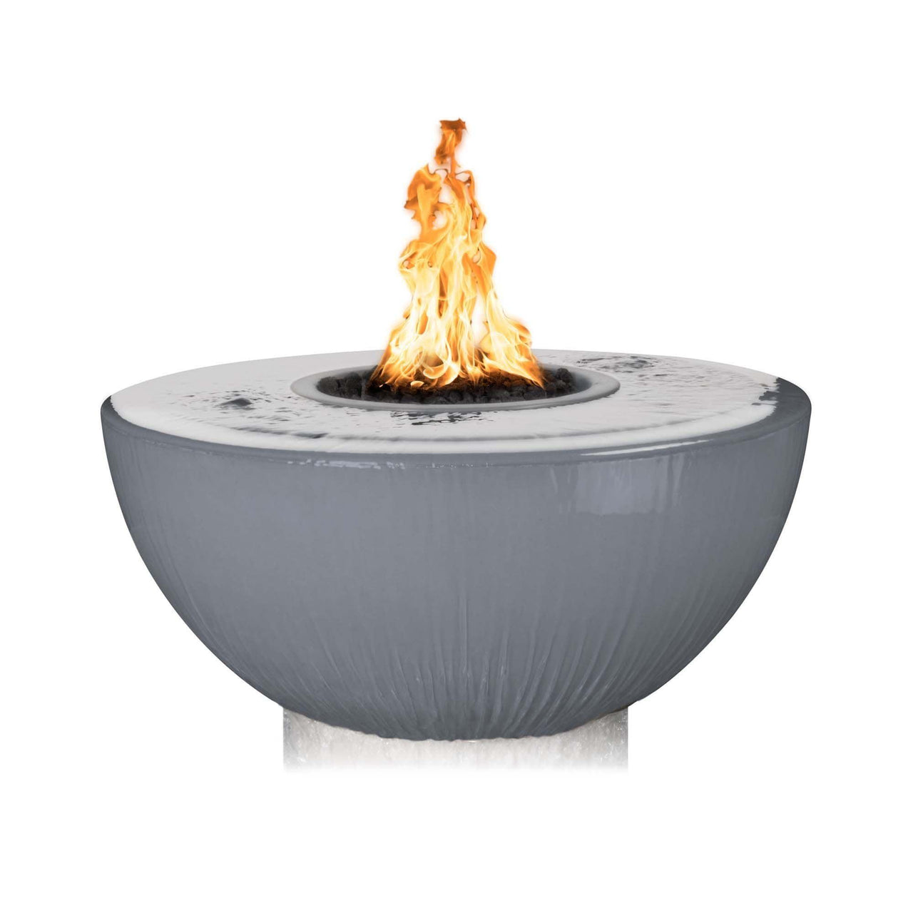 The Outdoor Plus - 38” Sedona Round Concrete Fire & Water Bowl w/ 360 Spill OPT-38FW360 - Fire Pit Stock