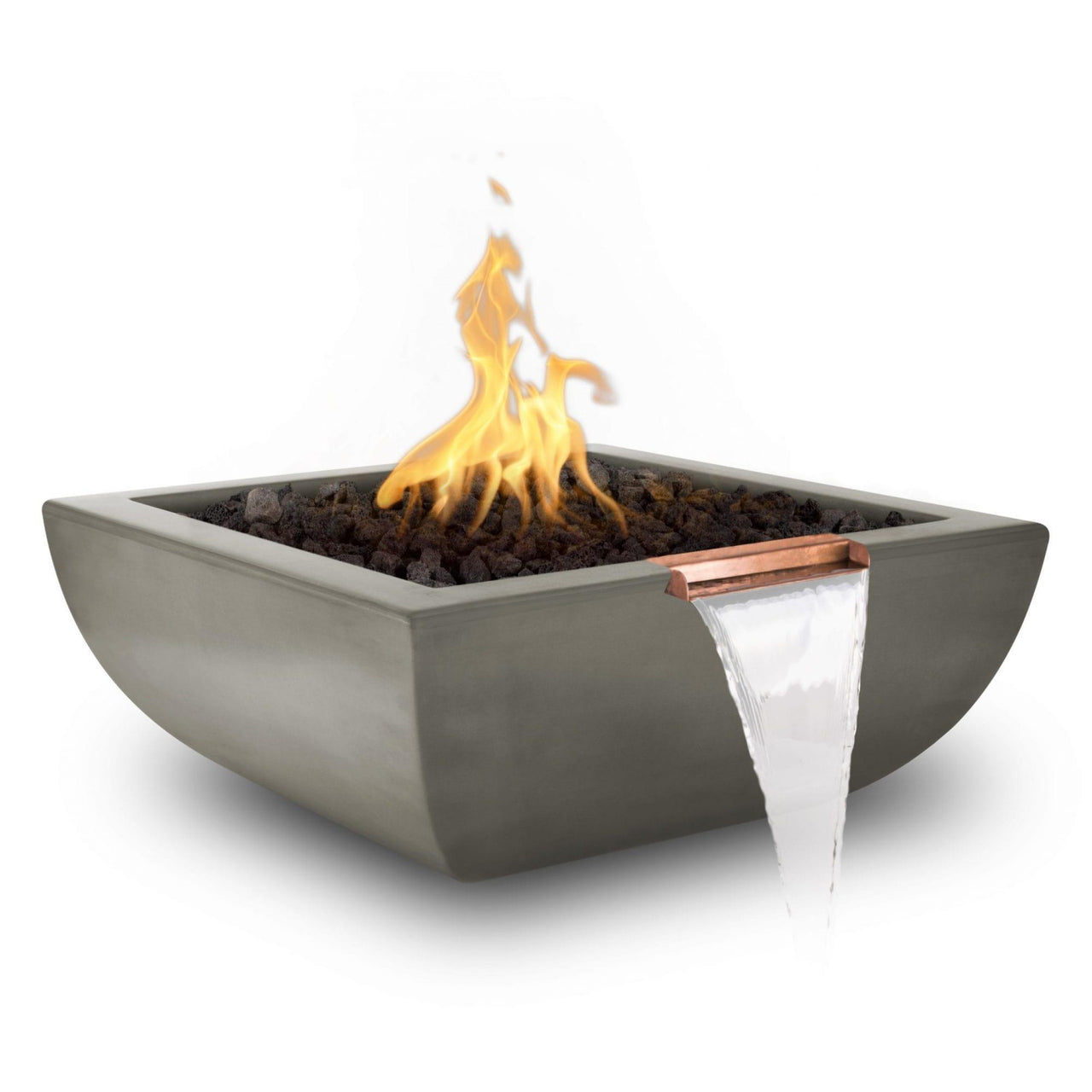 The Outdoor Plus - Avalon Square Concrete Fire & Water Bowl OPT-AVLFW - Fire Pit Stock