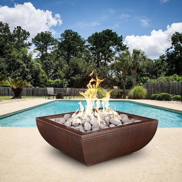 The Outdoor Plus - Avalon Square Concrete Fire Pit Bowl OPT-AVLFO - Fire Pit Stock