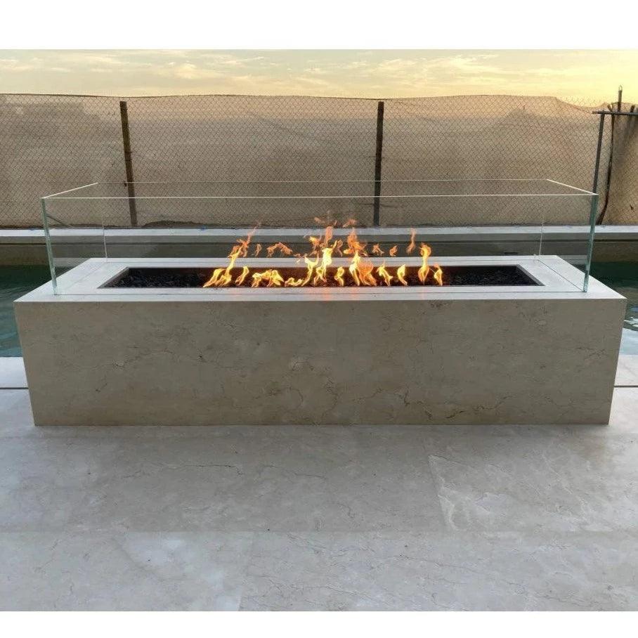 The Outdoor Plus - Cabo Linear Rectangle Concrete Fire Pit Table OPT-CBLN - Fire Pit Stock