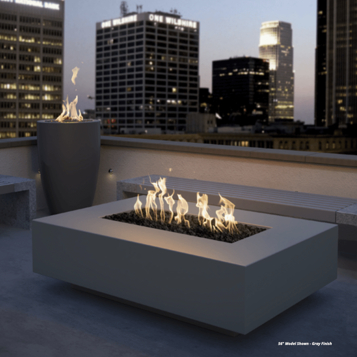 The Outdoor Plus - Cabo Linear Rectangle Concrete Fire Pit Table OPT-CBLN - Fire Pit Stock