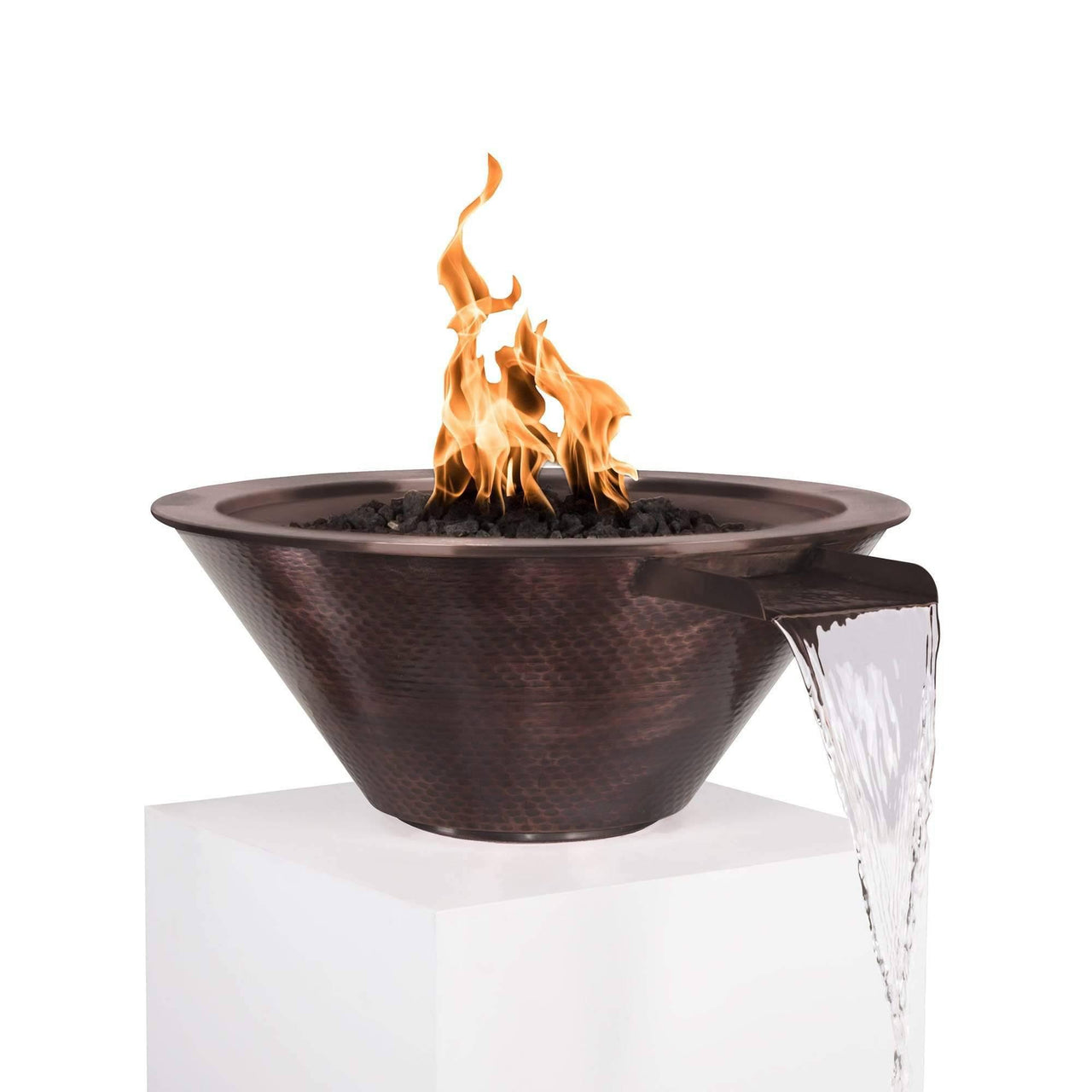 The Outdoor Plus - Cazo Round Hammered Copper Fire & Water Bowl OPT-NWCB - Fire Pit Stock