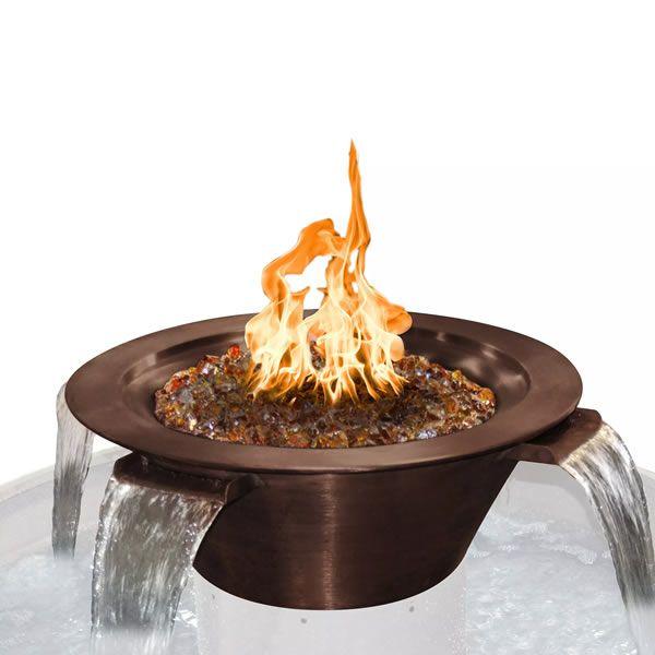 The Outdoor Plus - Cazo Round Hammered Copper Fire & Water Bowl with 4-Way Spill OPT-4W - Fire Pit Stock