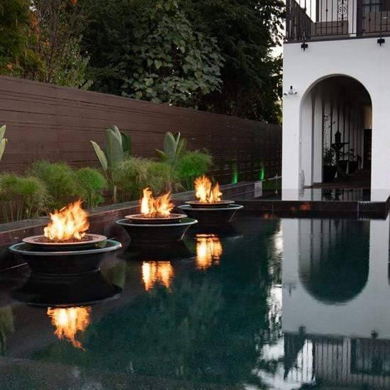 The Outdoor Plus - Cazo Round Hammered Copper Fire & Water with 360° Spill OPT-FW360 - Fire Pit Stock