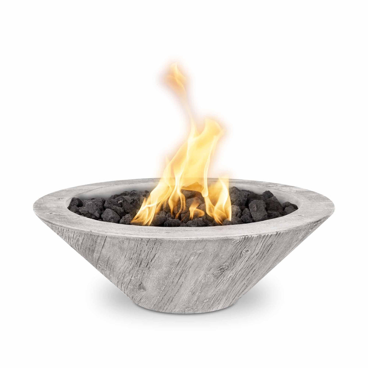 The Outdoor Plus - Cazo Round Wood Grain Concrete Fire Bowl OPT-RWGFO - Fire Pit Stock