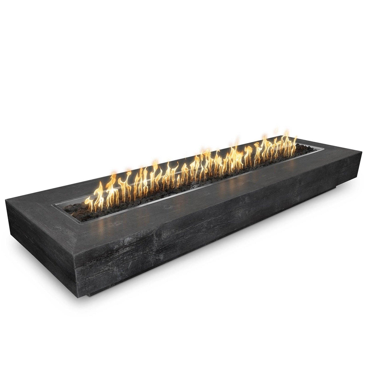 The Outdoor Plus - Coronado Rectangular Wood Grain Concrete Fire Pit Table OPT-COR - Fire Pit Stock
