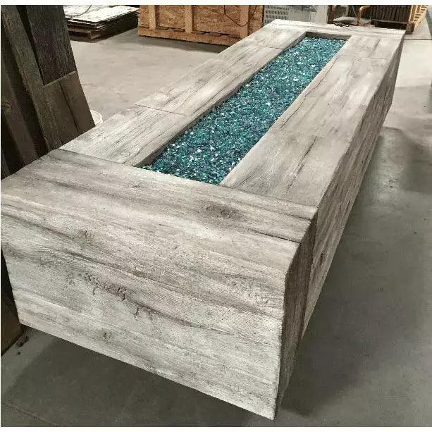 The Outdoor Plus - Coronado Rectangular Wood Grain Concrete Fire Pit Table OPT-COR - Fire Pit Stock