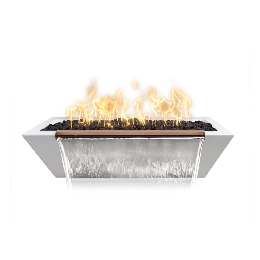 The Outdoor Plus - Linear Maya 48" x 20" Rectangular Concrete Fire & Water Bowl OPT-4820MFW - Fire Pit Stock