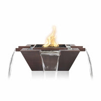 Thumbnail for The Outdoor Plus - Maya 4-Way Square Hammered Copper Fire & Water Bowl OPT-30FW4W - Fire Pit Stock