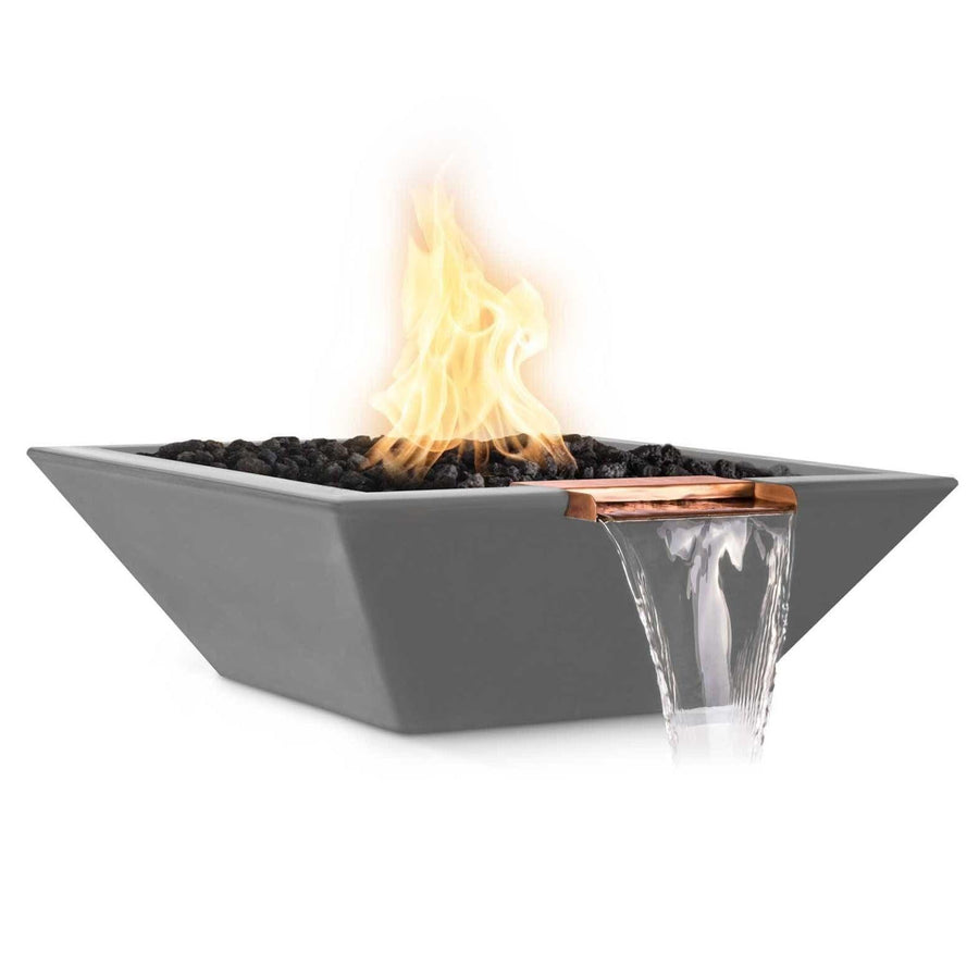 The Outdoor Plus - Maya Square Concrete Fire & Water Bowl OPT-SFW - Fire Pit Stock