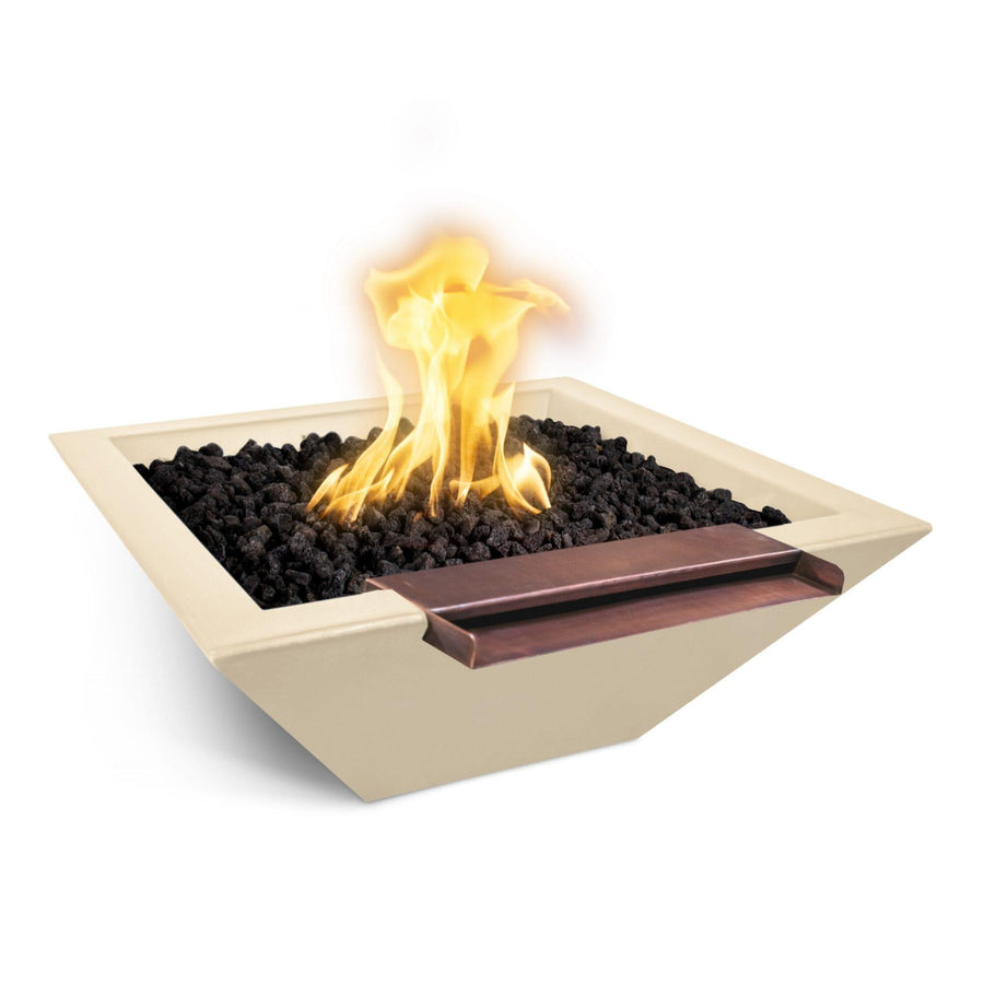 The Outdoor Plus - Maya Square Concrete Fire & Wide Spill Water Bowl OPT-FWWS - Fire Pit Stock
