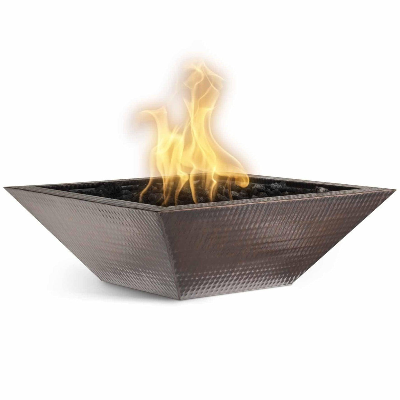 The Outdoor Plus - Maya Square Hammered Copper Fire Pit Bowl OPT-SQ24 - Fire Pit Stock