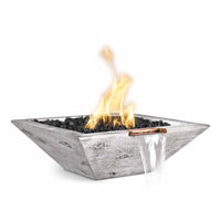 Thumbnail for The Outdoor Plus - Maya Square Wood Grain Concrete Fire & Water Bowl OPT-SWGFW - Fire Pit Stock